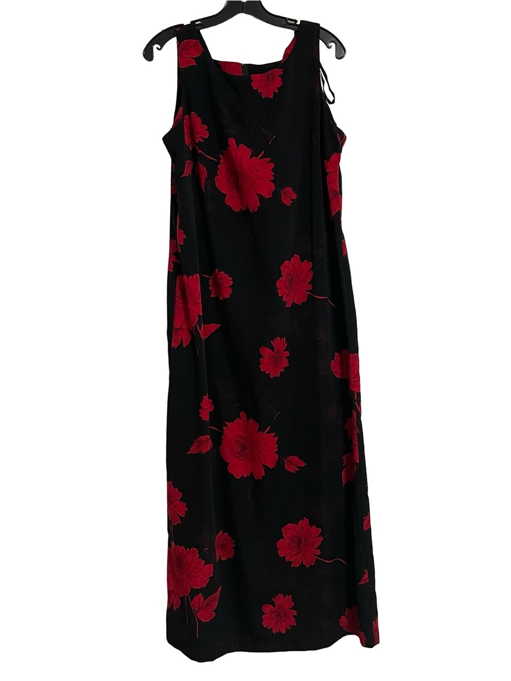 Vintage Studio 1 Black Maxi Dress with Red Floral Print